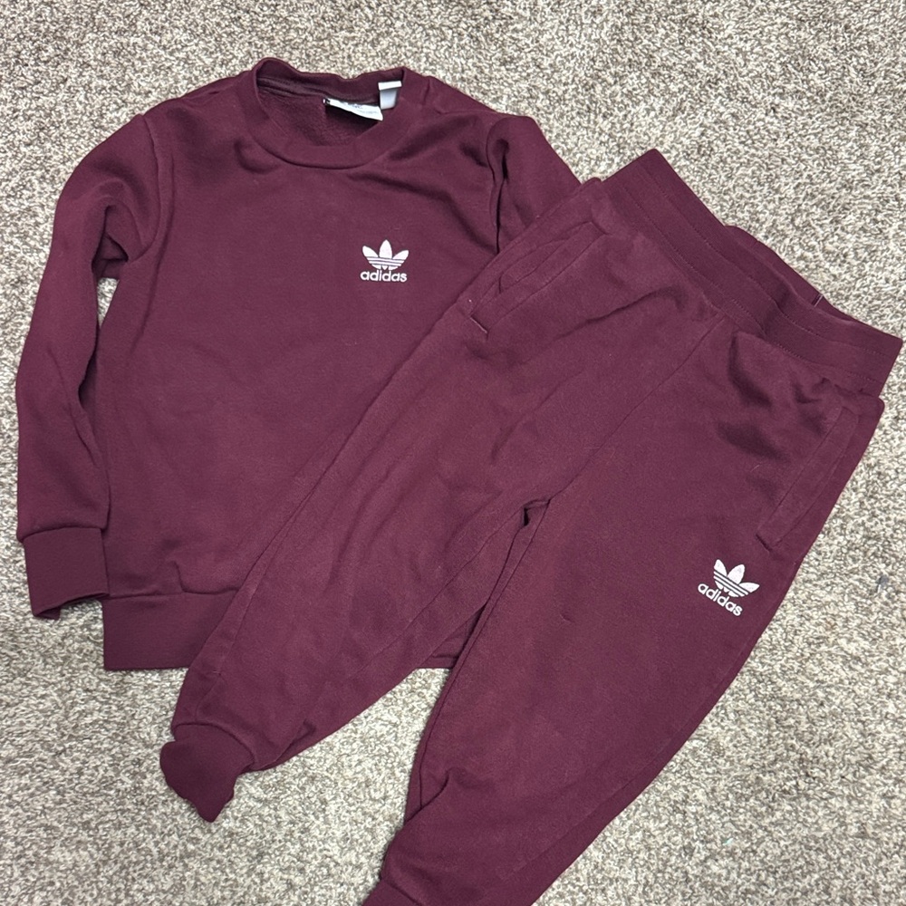 Adidas Kids Burgundy Sweatpants & Joggers Set Maroon